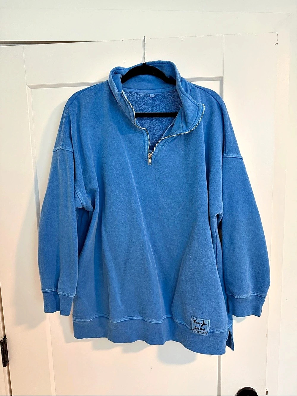Sloppy Joe by Vivid Harris Quarter Zip Pullover in Blue Size 2 Like New